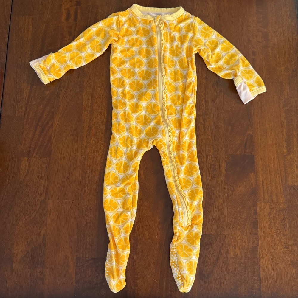 3/$15 Kickee Pants Citrus Delight Baby Footie 6-9 mon the